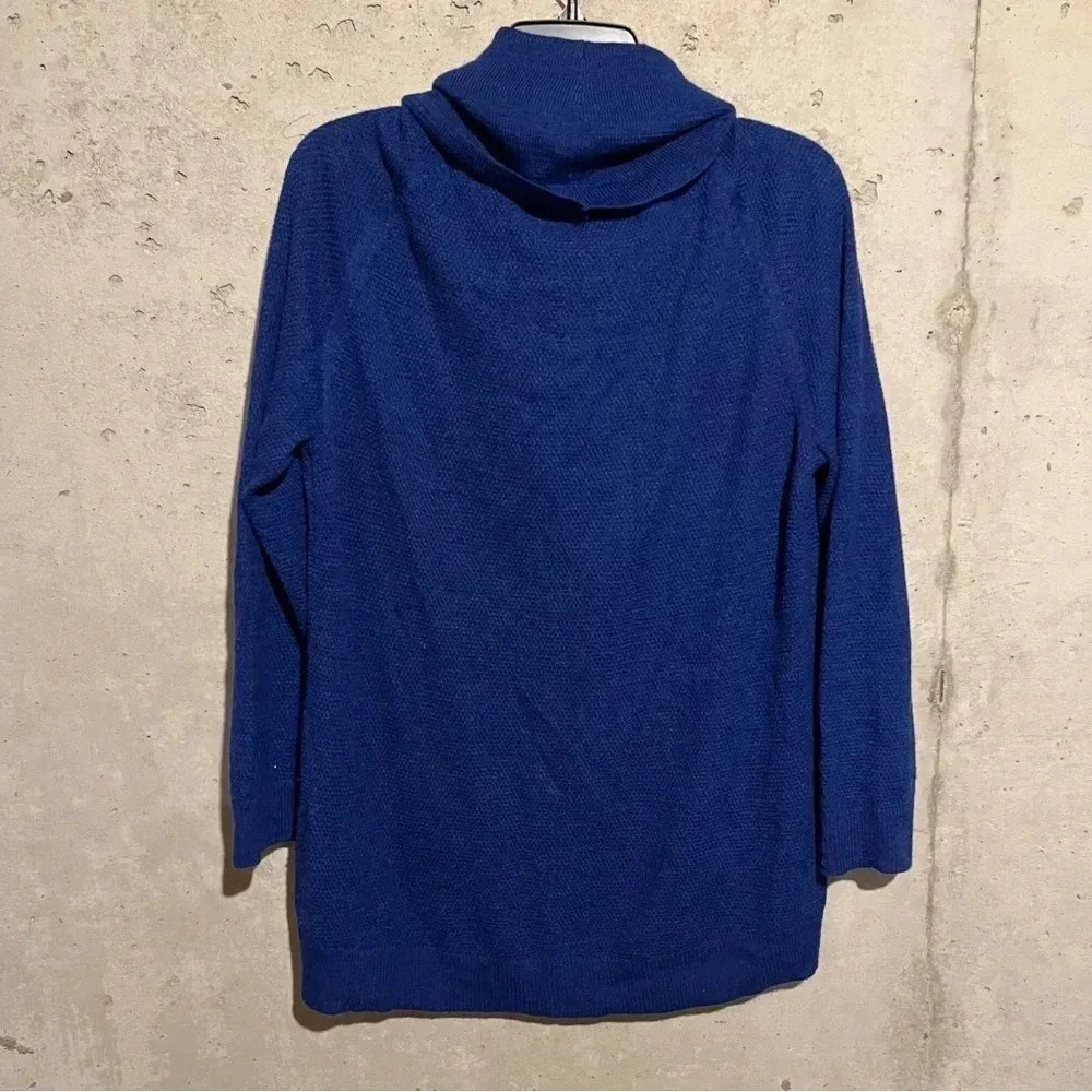 Coldwater Creek size L Blue Sapphire Wool Blend Cowl Neck Sweater Pullover - Picture 4 of 8
